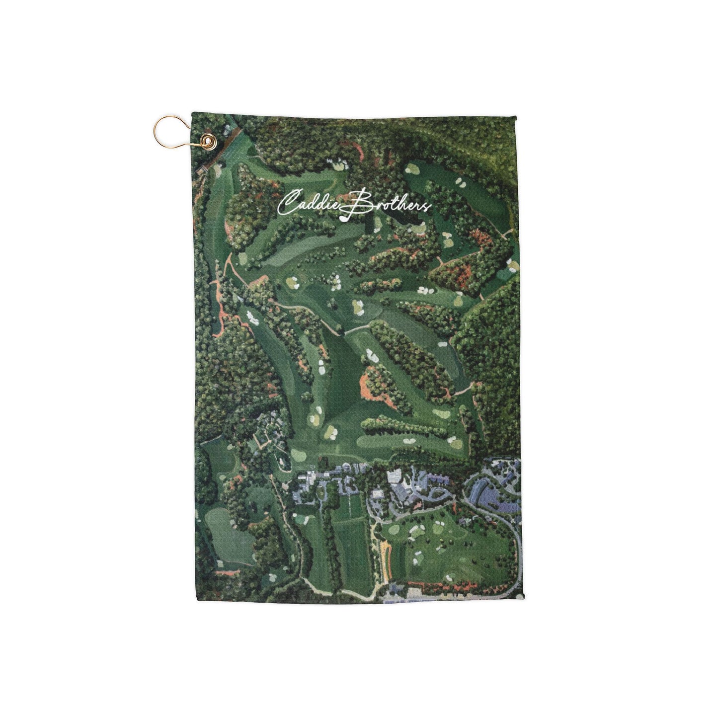Golf Towel — Aerial Course Map Design with Grommet Hook